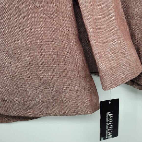 LaFayette 148 Long Sleeve Linen Single Breasted Jacket Midi Skirt‎ Set Lady Suit - Picture 11 of 16